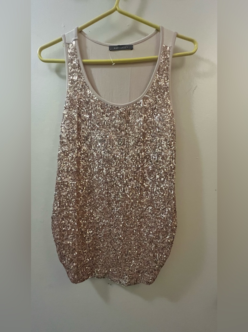 Suzy Shier Rose Gold Sequin Mini Dress